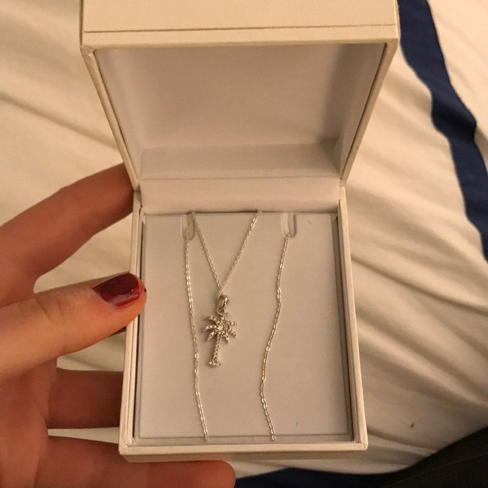 Diamond palmetto tree necklace